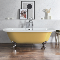Baignoire îlot rétro - Bord roulé – 178 x 82, 5 cm – Jaune - Pieds chromés - Legend - Hudson Reed