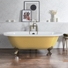 Baignoire îlot rétro - Bord roulé – 178 x 82, 5 cm – Jaune - Pieds or brossé - Legend - Hudson Reed