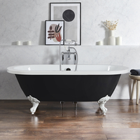 Baignoire îlot rétro - Bord roulé – 178 x 82, 5 cm – Noir - Pieds blancs - Legend - Hudson Reed