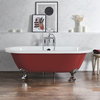Baignoire îlot rétro - Bord roulé – 178 x 82, 5 cm – Rouge - Pieds chromés - Legend - Hudson Reed