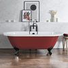 Baignoire îlot rétro - Bord roulé – 178 x 82, 5 cm – Rouge - Pieds noirs - Legend - Hudson Reed