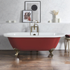 Baignoire îlot rétro - Bord roulé – 178 x 82, 5 cm – Rouge - Pieds or brossé - Legend - Hudson Reed