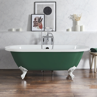 Baignoire îlot rétro - Bord roulé – 178 x 82, 5 cm – Vert - Pieds blancs - Legend - Hudson Reed