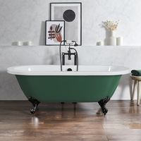 Baignoire îlot rétro - Bord roulé – 178 x 82, 5 cm – Vert - Pieds noirs - Legend - Hudson Reed