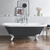 Baignoire îlot rétro - Bord roulé – 179, 5 x 78, 5 cm – Gris - Pieds blancs - Legend - Hudson Reed