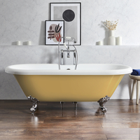 Baignoire îlot rétro - Bord roulé – 179, 5 x 78, 5 cm – Jaune - Pieds chromés - Legend - Hudson Reed