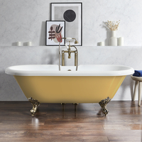 Baignoire îlot rétro - Bord roulé – 179, 5 x 78, 5 cm – Jaune - Pieds or brossé - Legend - Hudson Reed
