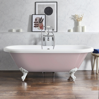 Baignoire îlot rétro - Bord roulé – 179, 5 x 78, 5 cm – Rose - Pieds blancs - Legend - Hudson Reed