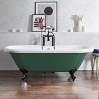 Baignoire îlot rétro - Bord roulé – 179, 5 x 78, 5 cm – Vert - Pieds noirs - Legend - Hudson Reed