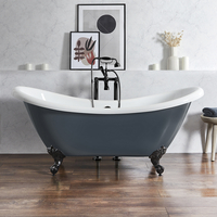 Baignoire îlot rétro - Double dos – 175 x 73 cm – Bleu - Pieds noirs - Legend - Hudson Reed