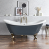 Baignoire îlot rétro - Double dos – 175 x 73 cm – Bleu - Pieds or brossé - Legend - Hudson Reed