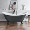 Baignoire îlot rétro - Double dos – 175 x 73 cm – Gris - Pieds noirs - Legend - Hudson Reed