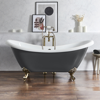 Baignoire îlot rétro - Double dos – 175 x 73 cm – Gris - Pieds or brossé - Legend - Hudson Reed