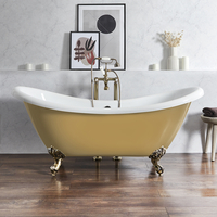 Baignoire îlot rétro - Double dos – 175 x 73 cm – Jaune - Pieds or brossé - Legend - Hudson Reed