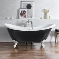 Baignoire îlot rétro - Double dos – 175 x 73 cm – Noir - Pieds blancs - Legend - Hudson Reed