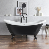 Baignoire îlot rétro - Double dos – 175 x 73 cm – Noir - Pieds noirs - Legend - Hudson Reed