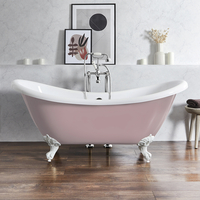 Baignoire îlot rétro - Double dos – 175 x 73 cm – Rose - Pieds blancs - Legend - Hudson Reed