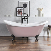 Baignoire îlot rétro - Double dos – 175 x 73 cm – Rose - Pieds noirs - Legend - Hudson Reed