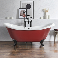 Baignoire îlot rétro - Double dos – 175 x 73 cm – Rouge - Pieds noirs - Legend - Hudson Reed