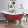 Baignoire îlot rétro - Double dos – 175 x 73 cm – Rouge - Pieds or brossé - Legend - Hudson Reed
