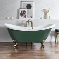 Baignoire îlot rétro - Double dos – 175 x 73 cm – Vert - Pieds or brossé - Legend - Hudson Reed