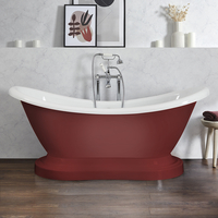 Baignoire îlot rétro - Double dos – Sur socle – 175 x 73 cm – Rouge - Ryther - Hudson Reed