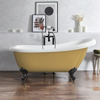 Baignoire îlot rétro – 171 cm x 74 cm – Jaune (Honey Yellow) - Pieds noirs - Legend