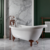 Baignoire îlot rétro – 171 cm x 74 cm – Pieds cuivre satiné ancien – Bords roulés - Legend par Hudson Reed