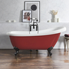 Baignoire îlot rétro – 171 cm x 74 cm – Rouge (Saffron Red) - Pieds noirs - Legend