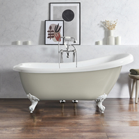 Baignoire îlot rétro – 171 x 74 cm – Beige - Pieds blancs - Legend - Hudson Reed