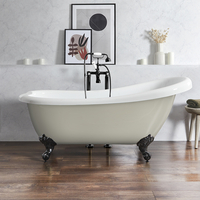 Baignoire îlot rétro – 171 x 74 cm – Beige - Pieds noirs - Legend - Hudson Reed