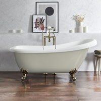 Baignoire îlot rétro – 171 x 74 cm – Beige - Pieds or brossé - Legend - Hudson Reed