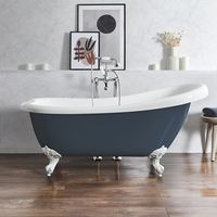 Baignoire îlot rétro – 171 x 74 cm – Bleu - Pieds blancs - Legend - Hudson Reed
