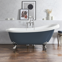 Baignoire îlot rétro – 171 x 74 cm – Bleu - Pieds chromés - Legend - Hudson Reed