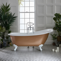 Baignoire îlot rétro – 171 x 74 cm – Cuivre - Pieds blancs - Legend - Hudson Reed