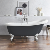 Baignoire îlot rétro – 171 x 74 cm – Gris - Pieds blancs - Legend - Hudson Reed