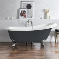 Baignoire îlot rétro – 171 x 74 cm – Gris - Pieds chromés - Legend - Hudson Reed