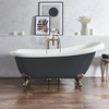 Baignoire îlot rétro – 171 x 74 cm – Gris - Pieds or brossé - Legend - Hudson Reed