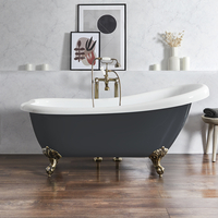 Baignoire îlot rétro – 171 x 74 cm – Gris - Pieds or brossé - Legend - Hudson Reed