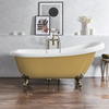 Baignoire îlot rétro – 171 x 74 cm – Jaune - Pieds or brossé - Legend - Hudson Reed