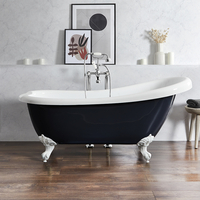 Baignoire îlot rétro – 171 x 74 cm – Noir - Pieds blancs - Legend - Hudson Reed