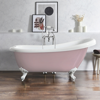 Baignoire îlot rétro – 171 x 74 cm – Rose - Pieds blancs - Legend - Hudson Reed