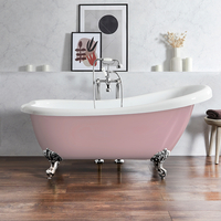 Baignoire îlot rétro – 171 x 74 cm – Rose - Pieds chromés - Legend - Hudson Reed