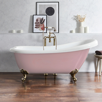 Baignoire îlot rétro – 171 x 74 cm – Rose - Pieds or brossé - Legend - Hudson Reed