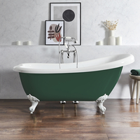 Baignoire îlot rétro – 171 x 74 cm – Vert - Pieds blancs - Legend - Hudson Reed
