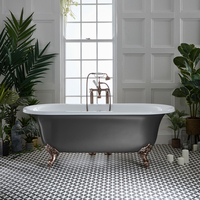 Baignoire îlot rétro à bord roulé – 173 x 78 cm – Étain - Pieds bronze huilé- Richmond - Hudson Reed