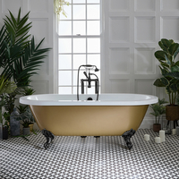 Baignoire îlot rétro à bord roulé – 178 cm x 82, 5 cm – Or - Pieds noirs - Legend