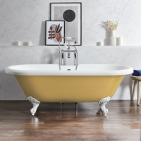 Baignoire îlot rétro à bord roulé – 179, 5 cm x 78, 5 cm – Jaune (Honey Yellow) - Pieds blancs - Legend