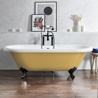 Baignoire îlot rétro à bord roulé – 179, 5 cm x 78, 5 cm – Jaune (Honey Yellow) - Pieds noirs - Legend