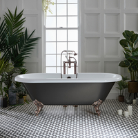 Baignoire îlot rétro à bord roulé – 179, 5 cm x 78, 5 cm – Étain - Pieds bronze huilé - Legend